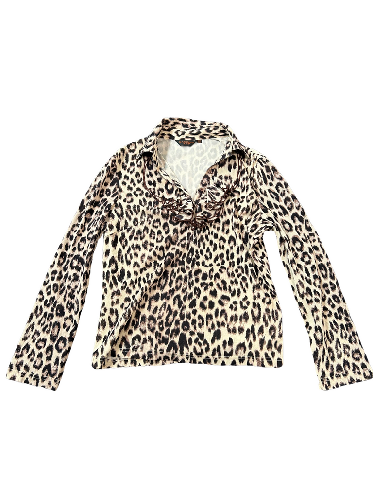 Y2K leopard print long sleeve top