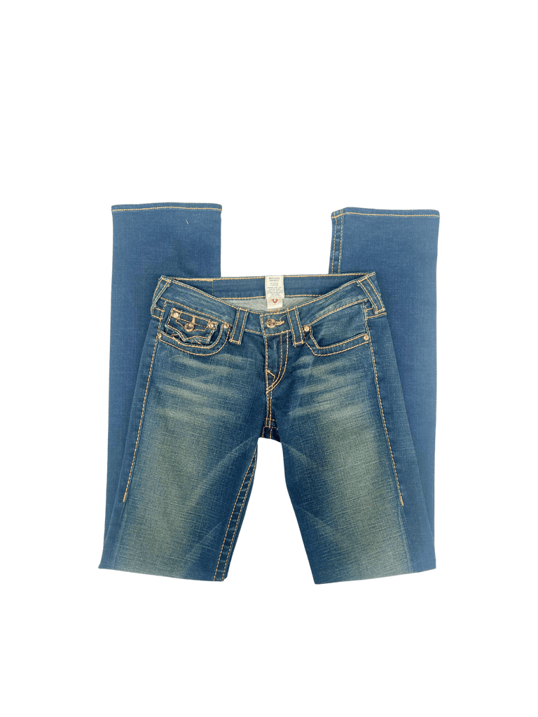 True Religion Pocket embellished faded denim jeans