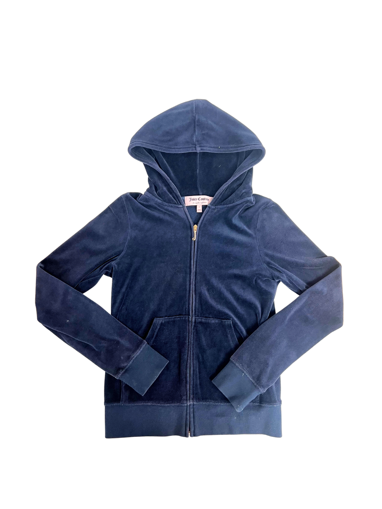 navy Blue hoodie Velvet textured