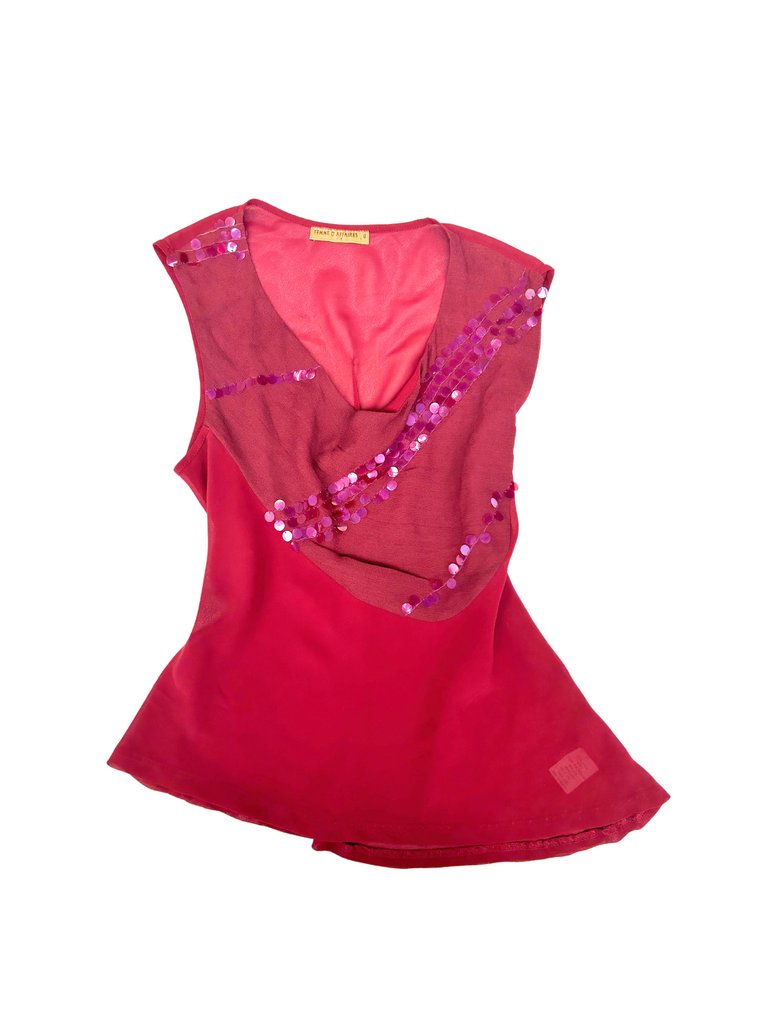 Vintage red cami silk sequin