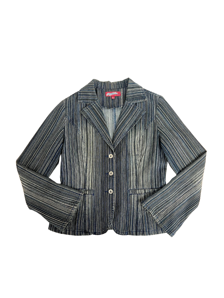 Striped denim jacket fitted jacket
