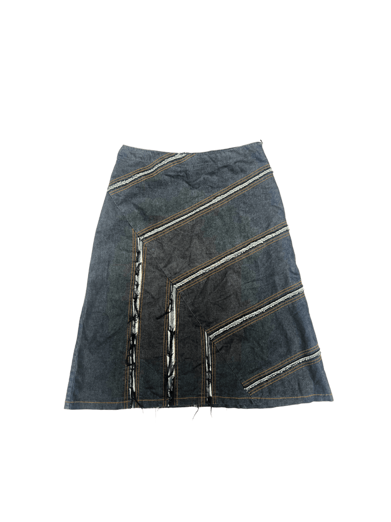 blue Denim skirt with zigzag pattern 