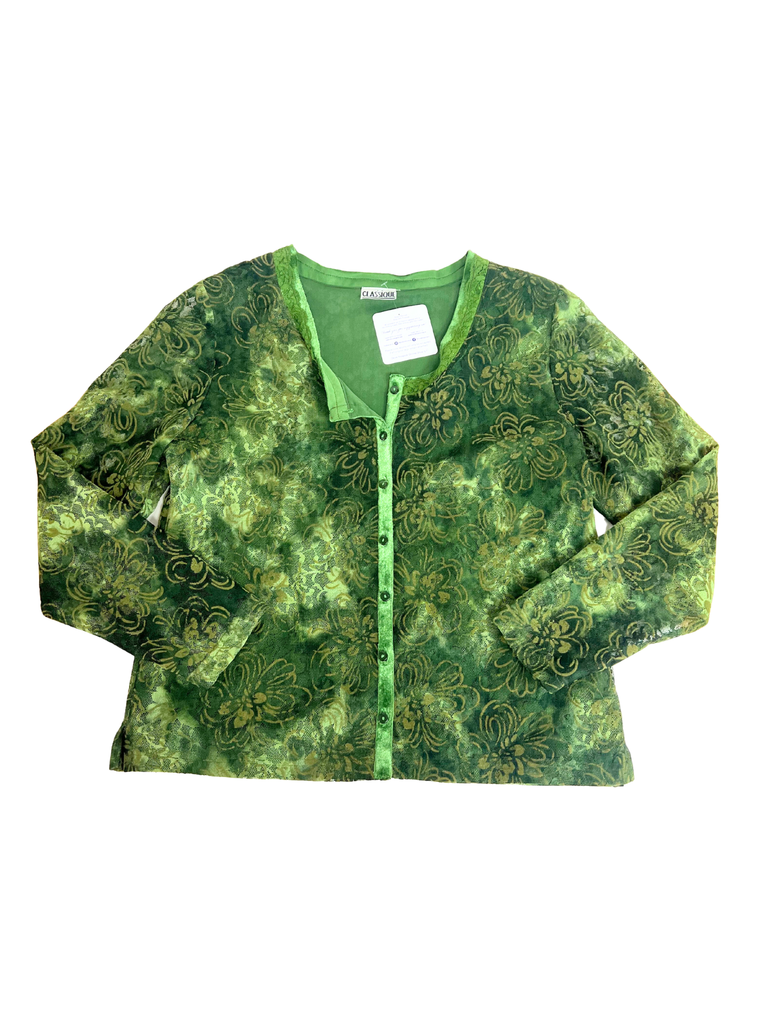 Green patterned button top