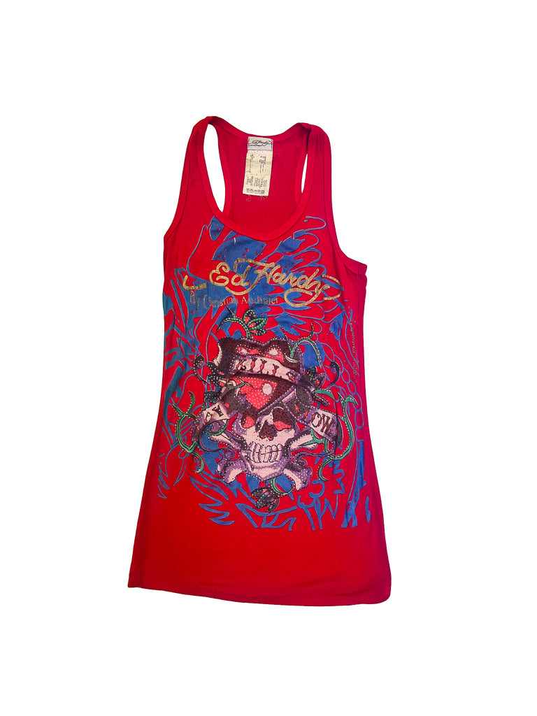 Vintage Ed Hardy dress mini red