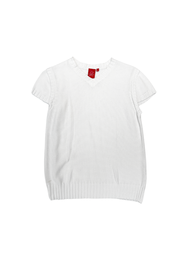 White knitted short sleeve top
