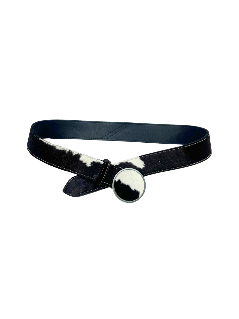cowhide belt made in nz circle buckle