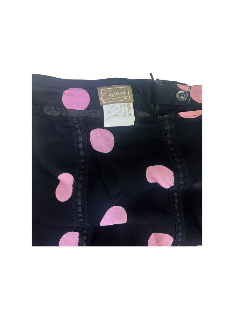 Cachet Polka dot skirt, black with pink polka dots