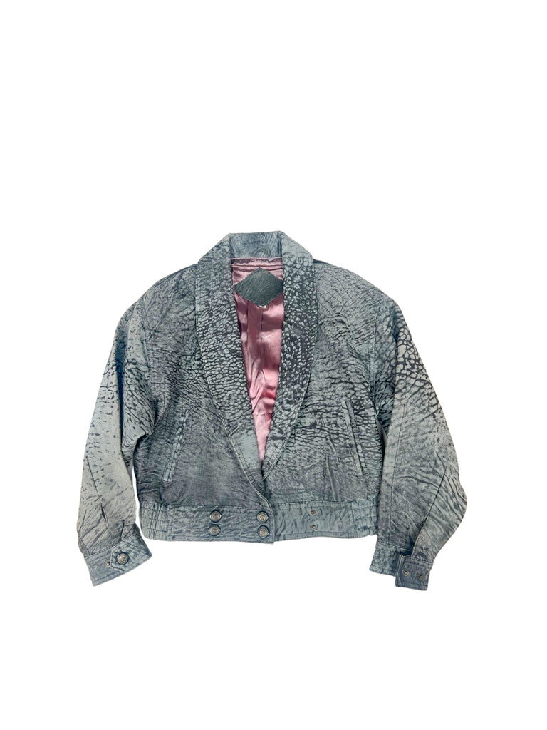 Vintage Grey Bomber Jacket fully lined 80's