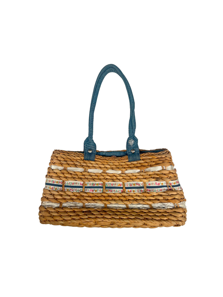 Vintage Roxy Bag straw ribbon