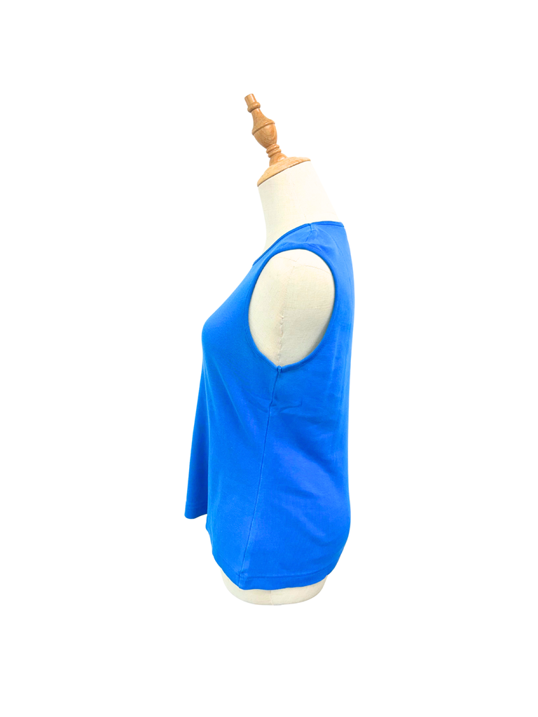 Side view of a bright blue Esprit Tank top