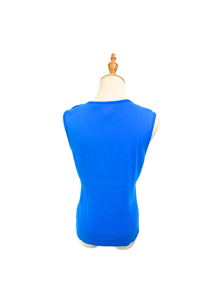 Back view of a bright blue Esprit Tank top