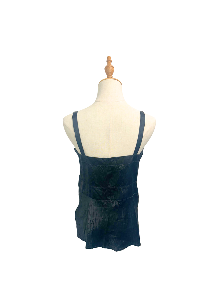 Back view of a Vintage VERGE Cami in Navy Blue with Bead embellishment